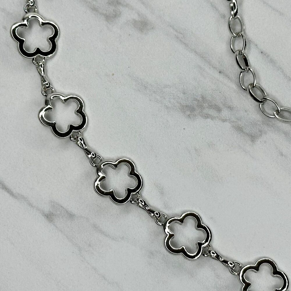 Silver Tone Boho Open Flower Concho Chain Belt Y2K One Size (OS) โจ - Picture 7 of 12